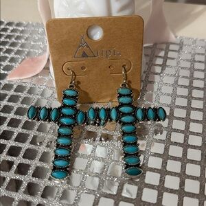 Tipi Turquoise Cross Earrings